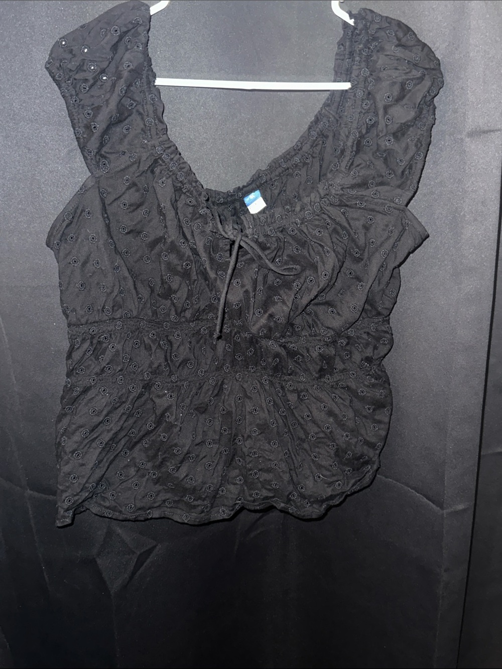 Old Navy Black Eyelet Tie-Front Camisole